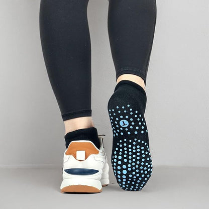 Pilates Socks for Women, Cushioned Ankle Grippy Non Slip Socks for Yoga, Hospital, Barre, Sports Home Slipper 2/4 Pairs