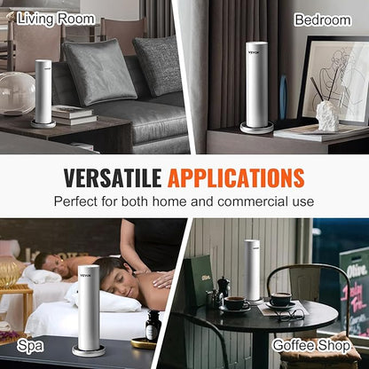 VEVOR Scent Machine for Home, 120ml Bluetooth Smart Essential Oil Diffuser With Cold Air Tech, Waterless Scent Diffuser for Spa, Yoga, Office, Hotel, Cover Up to 1000 sq.ft