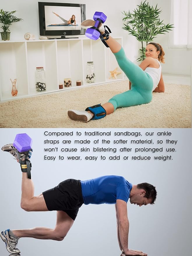 VAIIO Adjustable Weight Dumbbell Ankle Straps, Ankle Bands for Working Out Booty Workouts-Kickbacks, Leg Extensions, Lower Body Strength Training, Pelvis Muscle Exerciser for Men and Women