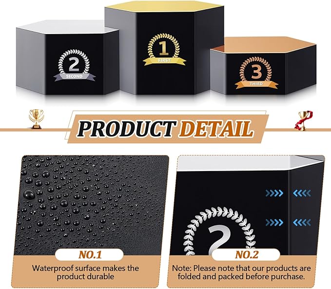 Cardboard Podium 76" W x 26" H People Winners Stand in Life Size Cardboard First Second Third Place Cardboard Cutout Standup for Party Decorations Display Event Backdrops Photo Booth Props