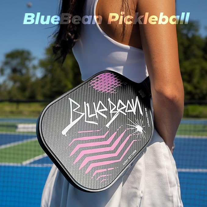 Pickleball Paddles,USAPA,Carbon Fiber Pickleball Paddle with 16MM Polymer Honeycomb Core Provides Lighter Weight&Higher Grit&Spin,Engineered for Professional Players,BlueBean