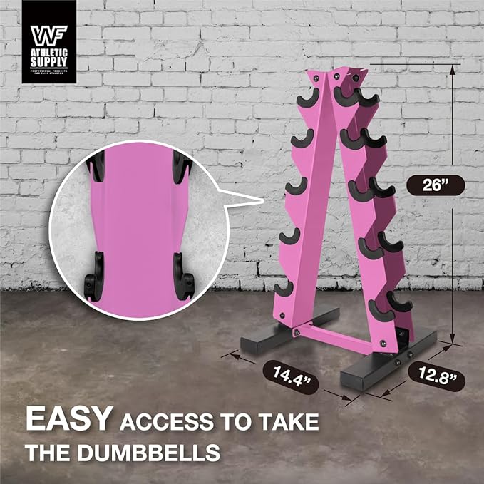 WF Athletic Supply Dumbbell Rack, 5-Tier A-Frame Dumbbell Rack for Dumbbell Storage, Color Options Available in Black/White/Green/Yellow/Red/Pink/Orange & Blue
