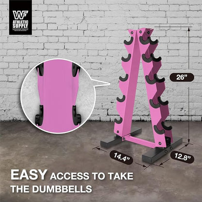 WF Athletic Supply Dumbbell Rack, 5-Tier A-Frame Dumbbell Rack for Dumbbell Storage, Color Options Available in Black/White/Green/Yellow/Red/Pink/Orange & Blue