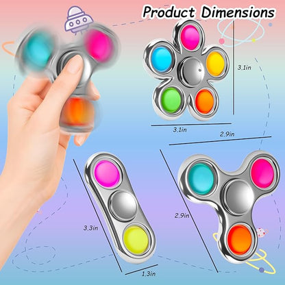 FIGROL Fidget Spinner 3 Pack Pop,Adult Fidget Toys for Adult Anxiety Relief, Spinners for Teen Boys Kid Birthday Gifts Prize(Silver)