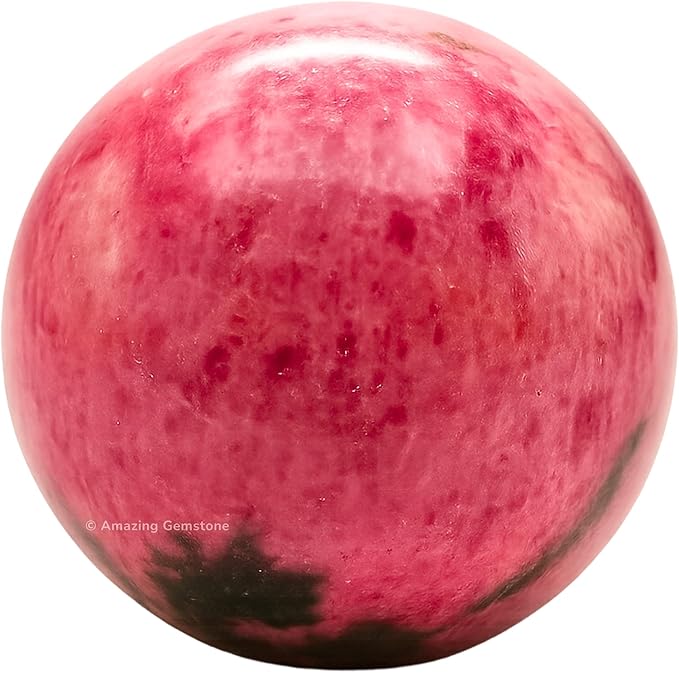 Amazing Gemstone Rhodonite Crystal Ball with Stand - 2 Inches Crystal Sphere Meditation Balls for Witchcraft and Decorative Balls