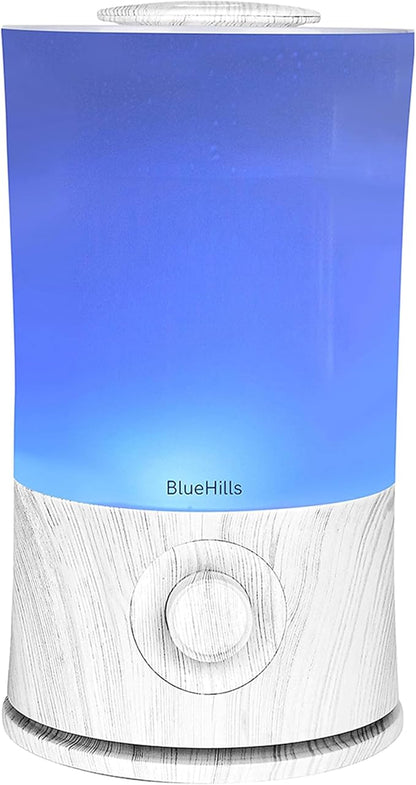 BlueHills Premium 2000 ML XL Large Essential Oil Diffuser Aromatherapy Humidifier for Large Room Home 40 Hour Run Huge Coverage Area Lights 2 Liter Extra Large Capacity Diffuser White Wood Grain E004