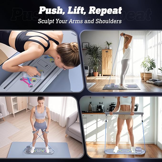Pilates Board, 15-in-1 Portable Pilates Reformer Set for Home Workout, 2025 Foldable Pilates Machine Board with Resistance Bands, Strength Training and Full Body Workout
