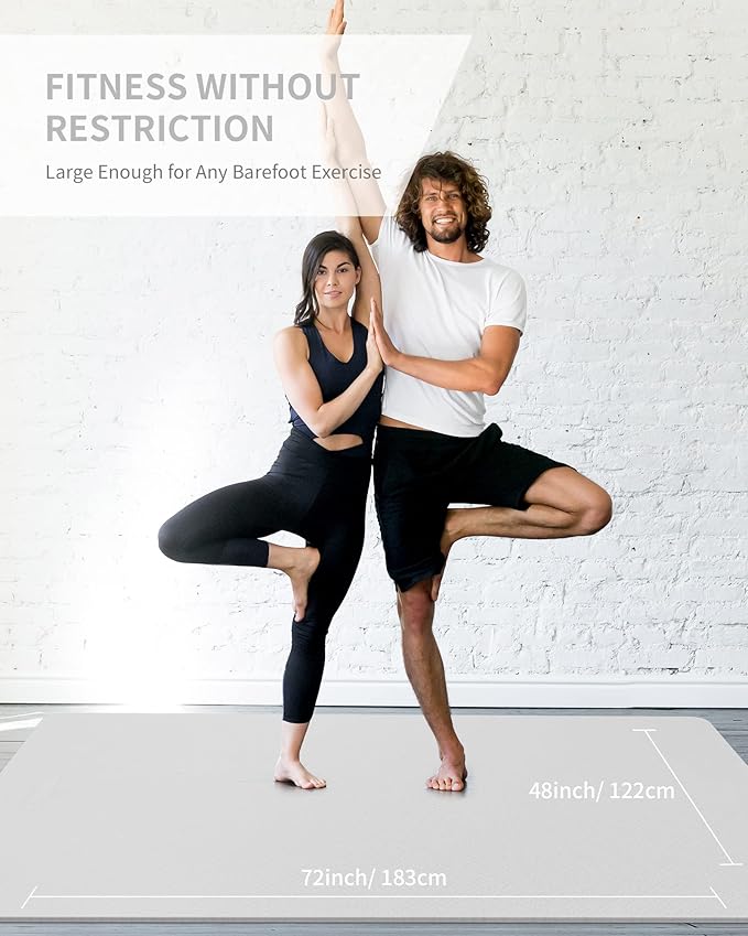 CAMBIVO Large Yoga Mat (6'x 4'), Extra Wide Workout Mat for Men and Women, Yoga Mat Thick 1/3 &1/4 Exercise Mats for Home Workout, Yoga, Pilates (Black,1/4 inch)