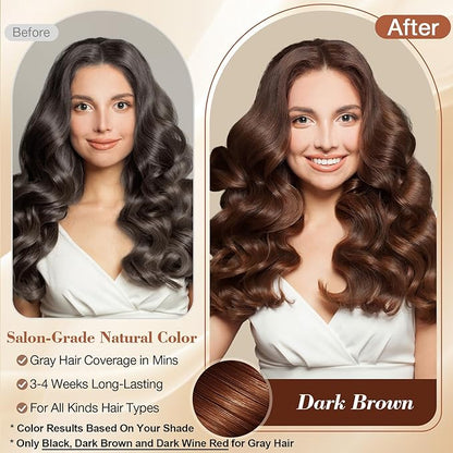 Dark Brown Hair Dye Shampoo 3 in 1 for Gray Coverage, Instant Hair Color Shampoo With Herbal Ingredients-Gentle & Long-lasting, Seimi Permanent Dye Color Gift for Men Women 500ML