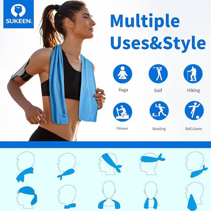 Sukeen [4 Pack Cooling Towel (40"x12"), Soft Breathable Chilly Microfiber Towel for Yoga,Sport,Running,Gym,Workout,Camping,Fitness,Workout & More Activities