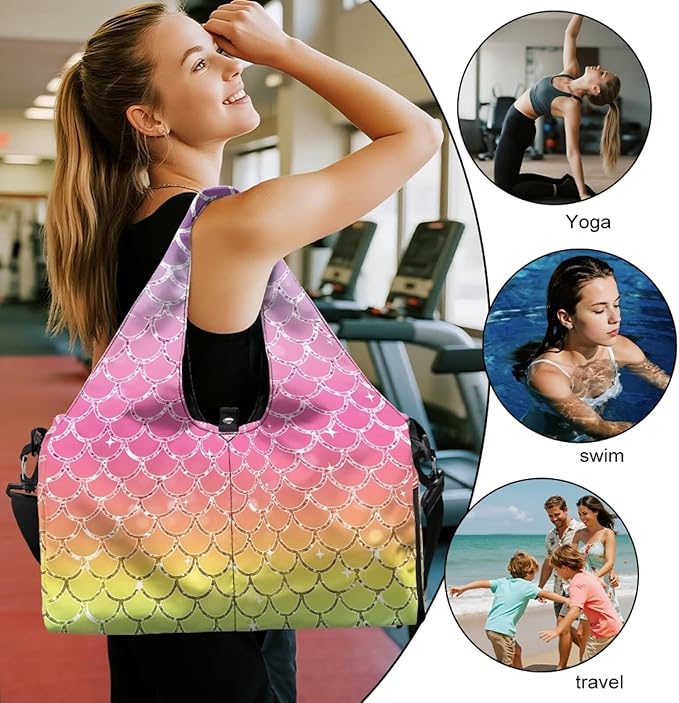 Yoga Mat Bag for Women Men Large Carryall Tote with Adjustable Shoulder Strap for Gym Yoga Travel Pilates Office