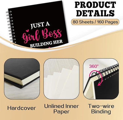 YAZMEEN Boss Lady Blank Spiral Notebook（160 Pages） Just A Girl Boss Building Her Empire Hardcover Sketchbook Boss Appreciation Gifts Funny Notebook Birthday Gifts for Women Boss Entrepreneur Leader