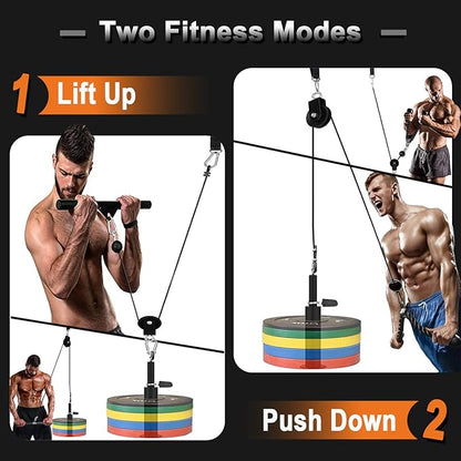 Weight Cable Pulley System Gym Upgraded Fitness LAT and Lift Pulley Attachments Tricep Workout Pulley System with Adjustable Length Cable for Home Gym LAT Pull Down Biceps Curl Tricep Arm Workouts