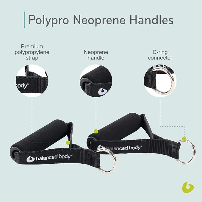 Balanced Body PolyPro Neoprene Handles, Comfortable Handles for Pilates Equipment, Workout Equipment for Home Gym or Studio Use, 1 Pair