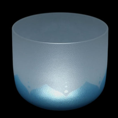 Leize Blue Lotus Design Crystal Singing Bowl G Note Throat Chakra Blue 8" with Heavy Duty Carrying Case Suede Striker
