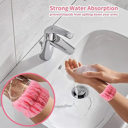 8Pcs Microfiber Wrist Bands for Washing Face, Absorbent Face Washing Wristbands, Spa Wristbands for Face Washing, Wrist Towels for Washing Face, Prevent Water from Spilling Down Your Arms.