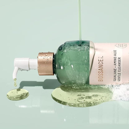 BIOSSANCE Squalane + Amino Aloe Gentle Face Wash – Foaming Facial Cleanser Gel – Hydrating for All Skin Types – Removes Makeup & Deeply Cleans Pores with Moringa Extract – Soothes with Aloe Vera