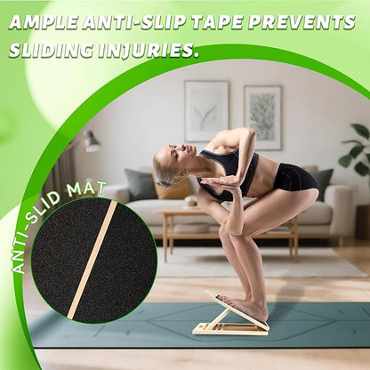 Adjustable Slant Board - Portable Wooden Incline Board, Calf Stretcher for Exercise, Stretching, Squats & Physical Therapy (Knees/Ankle)
