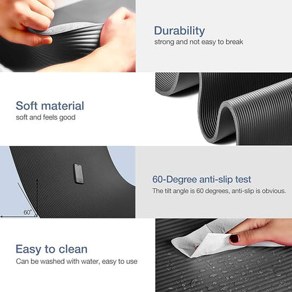Yoga Mat Non Slip NBR Thick Yoga Mat, 72"L x 32"/24"W x 0.6"/0.4"TH (185cm x 80cm/61cm x 15mm/10mm), Anti-Tear Exercise Mat with Carrying Strap and Bag, Workout Mats for Yoga, Pilates, Floor Exercises
