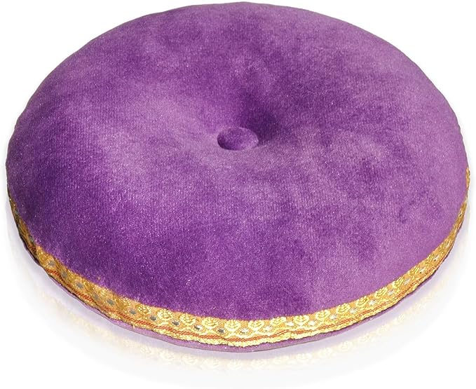 Singing Bowl Cushion for Tibetan Singing Bowls, Handmade Silk Brocade Round Cushion Pillow for Sound Healing and Crystal Sound Bowls Accessories(Purple,7.5 Inch)