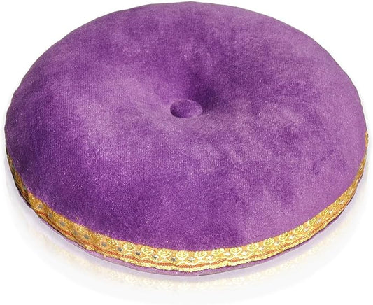 Singing Bowl Cushion for Tibetan Singing Bowls, Handmade Silk Brocade Round Cushion Pillow for Sound Healing and Crystal Sound Bowls Accessories(Purple,7.5 Inch)