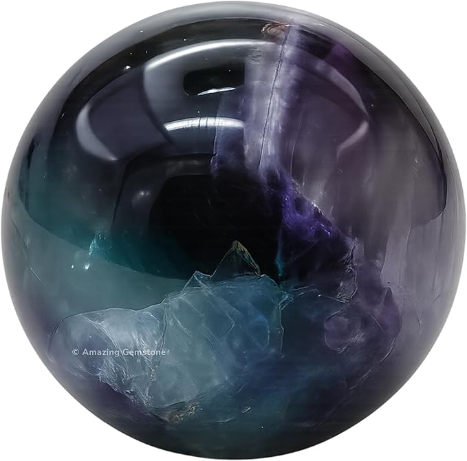 Amazing Gemstone Fluorite Crystal Ball with Stand - 2 Inches Crystal Sphere Meditation Balls for Witchcraft and Decorative Balls