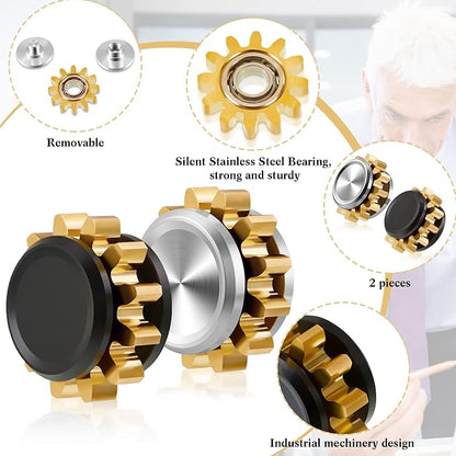 2 Pieces Copper Gear Metal Spinner Toy Small Fidget Toy Solid Metal Brass Gear Mini Steel Bearing for Adults Copper Design Boredom Killing Time Toys(Black, Silver, Gold)