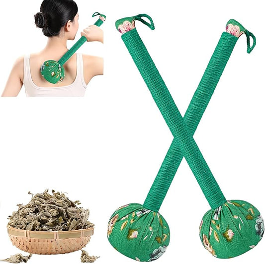 13 Inch Long Handle Mugwort Meridian Massage Hammer, Manual Back Massager for Soothing and Relieving Shoulder, Neck and Muscle Pain, Portable Massage Hammer for Home, Travel, Office.