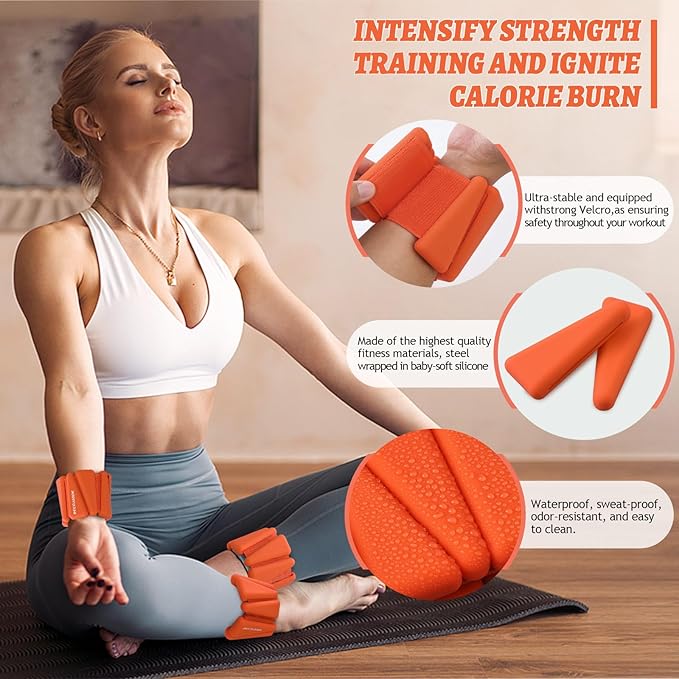 Ankle Weights Set of 2 (1 lb/2 lb/3 lb Each) Adjustable Wrist Weights for Women Men Wearable Arm Leg Weight for Pilates, Running, Walking, Workout, Yoga