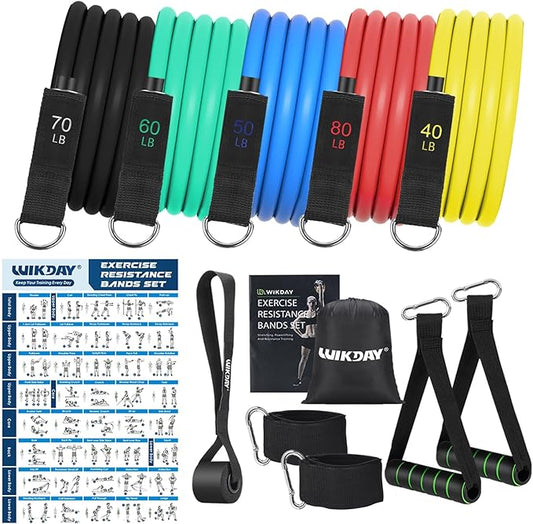 Exercise Resistance Bands with Handles for Working Out, 150/200/250/300 lbs Workout Bands Set with Door Anchor for Physical Therapy, Yoga, Pilates
