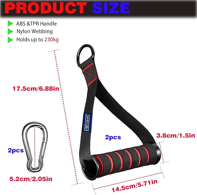 Exercise Handle, Replacement Fitness Equipment for Pilates, Yoga, Strength Trainer, Pull Down Home Gym Red, Grey, Blue Working Out Handle