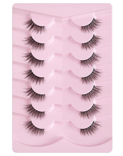 Onlyall Half Eyelashes Corner Lashes Natural Lashes Half Lashes Wispy End Lashes Corner Eyelashes 3/4 Lashes 7 Pairs C19