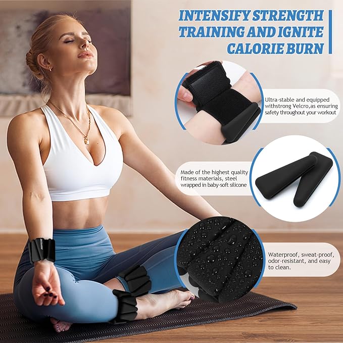 Ankle Weights Set of 2 (1 lb/2 lb/3 lb Each) Adjustable Wrist Weights for Women Men Wearable Arm Leg Weight for Pilates, Running, Walking, Workout, Yoga