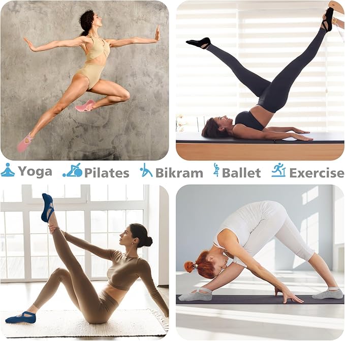BKP Yoga Socks For Women,Non slip Grip Pilates Socks Suitable For Ballet,Plasticity,Dance,Home,Training