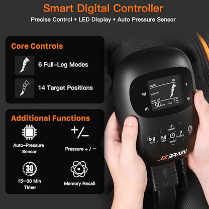 Air Compression Leg Recovery Boots : Dual-Power Sequential Compression System Device with Smart Pressure Sensor - 6 Modes & 14 Positions Foot and Leg Massage for Athletes & Gym (Medium)