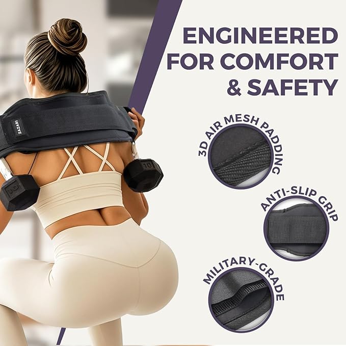 Heavy Duty Hip Thrust Belt with Comfortable Non-Slip Padding for Hip Protection – Effective Glute Builder & Booty Belt for Dumbbells, Kettlebells, Plates – Suited for Home, Gym, On-the-Go Workouts