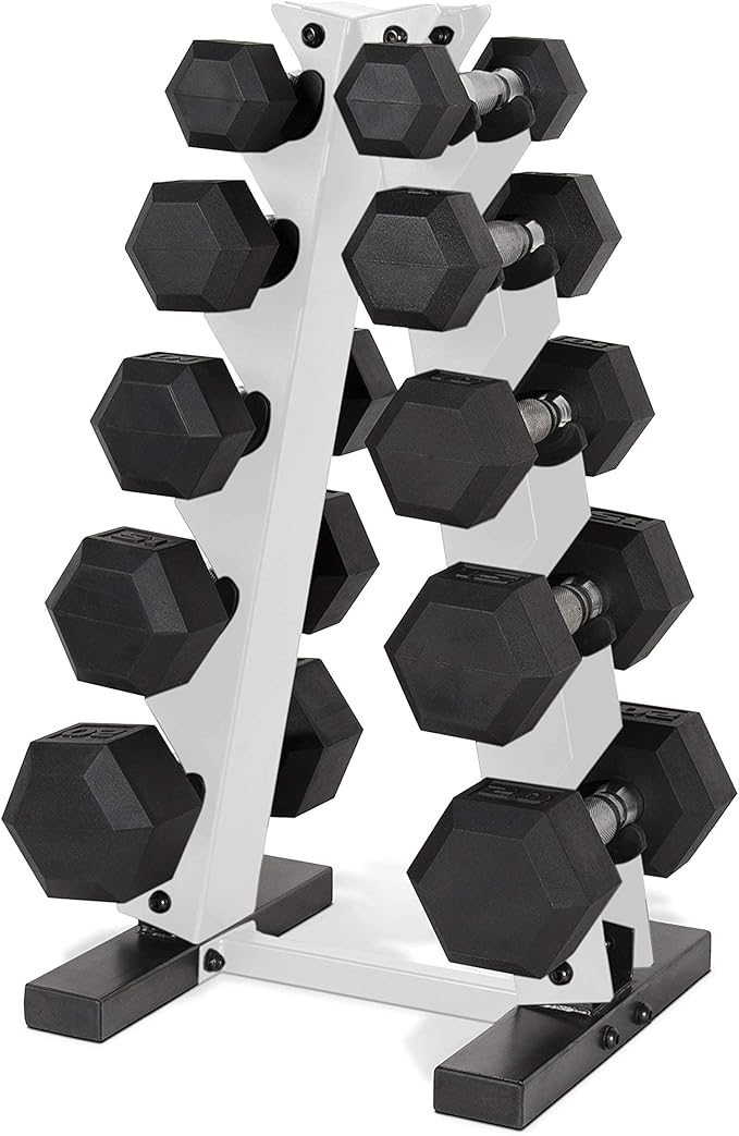WF Athletic Supply Dumbbell Rack, 5-Tier A-Frame Dumbbell Rack for Dumbbell Storage, Color Options Available in Black/White/Green/Yellow/Red/Pink/Orange & Blue