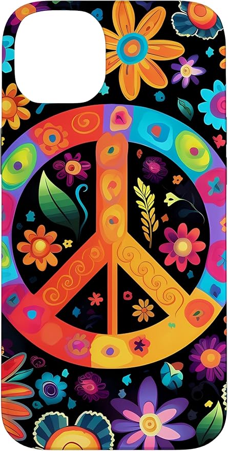 iPhone 14 Plus Peace Sign Hippie Floral Case