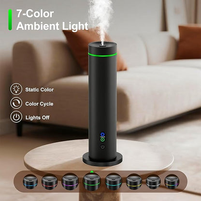 Waterless Diffuser, 1000 Sq.Ft Coverage, Essential Oil Diffuser with Tilt-Safe, Remote Control, Adjustable Mist Mode, Mood Lights Aromatherapy Diffuser for Home, Large Room, Office, Hotel, Black