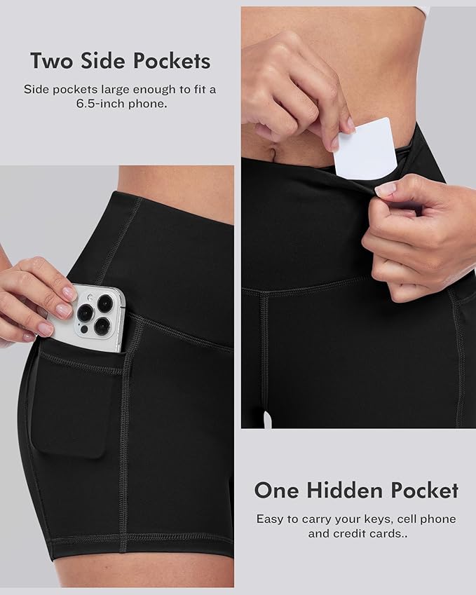 LZYVOO Biker Spandex Shorts Women, High Waisted Tummy Control Workout Yoga Shorts with Pockets