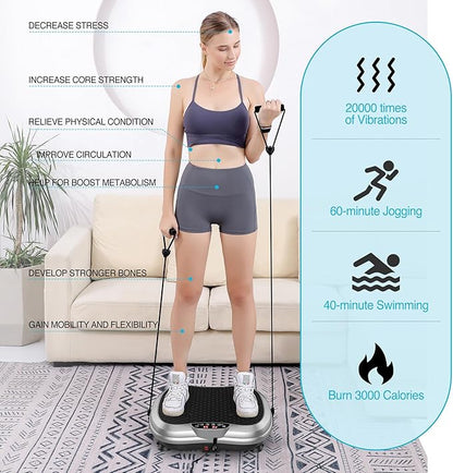 AXV Vibration Plate Exercise Machine Whole Body Workout Portable Mini Vibrate Fitness Platform Lymphatic Drainage Machine for Weight Loss Shaping Toning Wellness Home Gyms Workout (Mini)