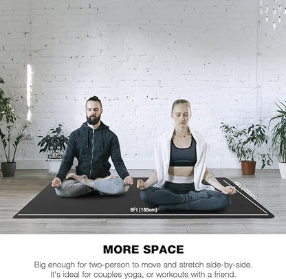 UMINEUX Large Yoga Mat for Men and Women 1/4 & 2/5 Inch Extra Thick TPE Fitness Mat for Home Gym Workout, Non-Slip, Eco Friendly Exercise Mat for Yoga, Pilates, Stretching, Meditation