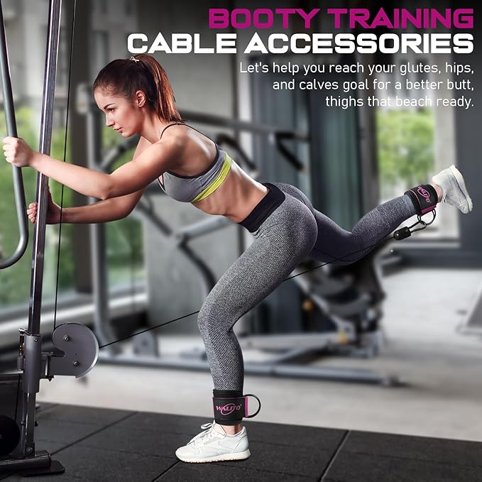 WALITO Gym Ankle Straps for Working Out - Glute Ankle Cuff Kickback Strap, Gym Cable Machine Accessories for Women Glute Leg Extensions, Hip Abductors & Lower Body Exercises Equipment