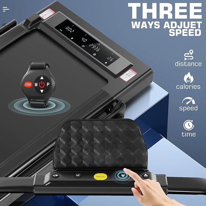 ANCHEER Foldable Treadmill with 12% Incline, 3.0HP Walking Pad Treadmills with Handle Bar, 320LBS Capacity/2S Folding/Widened Belt, Quiet Portable Walking Treadmill Under Desk with LED