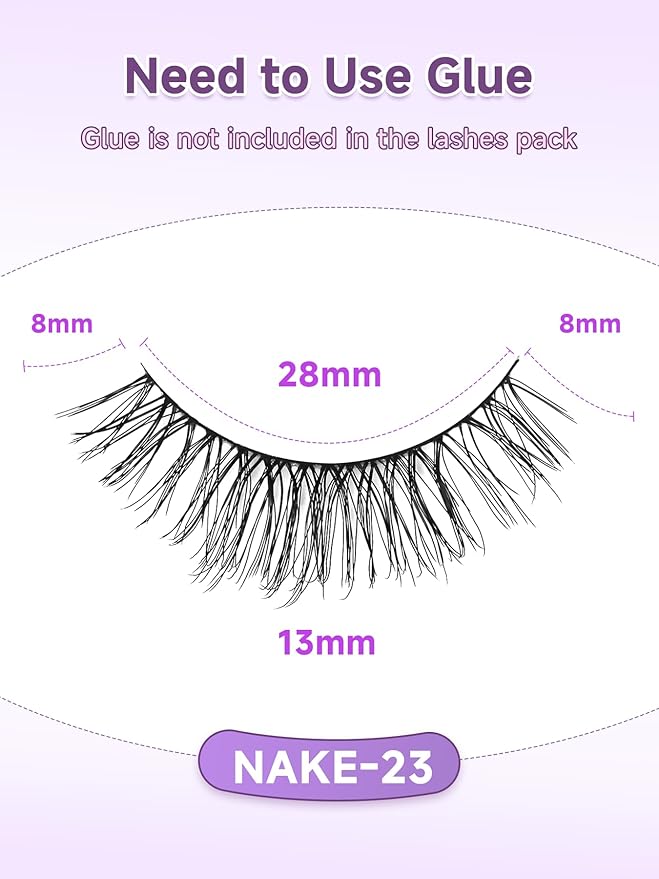 Natural Lashes False Eyelashes Wispy Eye Lashes 13mm Short Eyelashes with Thin Memory Band Volume Wispy Lashes Soft Strip Lashes Pack C Curl Natural Eyelashes Fake Lashes 7 Pair EVENTILL