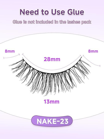 Natural Lashes False Eyelashes Wispy Eye Lashes 13mm Short Eyelashes with Thin Memory Band Volume Wispy Lashes Soft Strip Lashes Pack C Curl Natural Eyelashes Fake Lashes 7 Pair EVENTILL