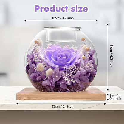 Preserved Roses - Birthday Gifts for Her, Preserved Flower in Glass Dome with Scented, Romantic Gifts for Women, Wife, Girlfriend on Birthday, Anniversary, Thanksgiving Day, Christmas Day-lightpur
