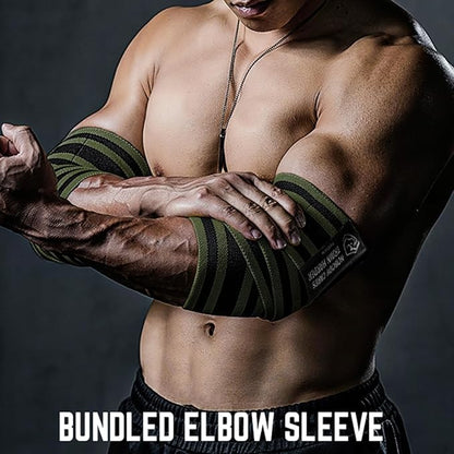 TAVIEW Elbow Wraps for Weightlifting (1 Pair), 47" Elastic Elbow Support & Compression Powerlifting, Fitness, Cross Training & Gym Workout - Elbow Straps for Weight Lifting