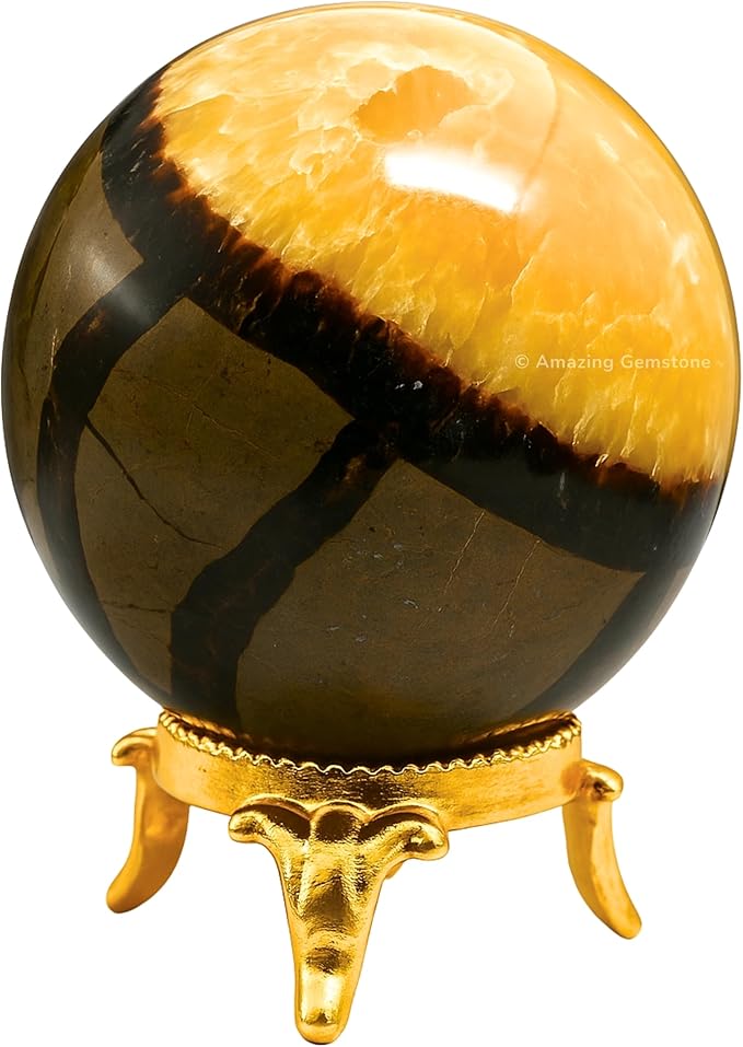 Amazing Gemstone Septarian Crystal Ball with Stand - 2 Inches Crystal Sphere Meditation Balls for Witchcraft and Decorative Balls
