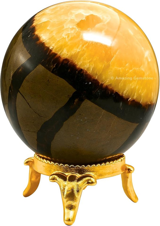 Amazing Gemstone Septarian Crystal Ball with Stand - 2 Inches Crystal Sphere Meditation Balls for Witchcraft and Decorative Balls